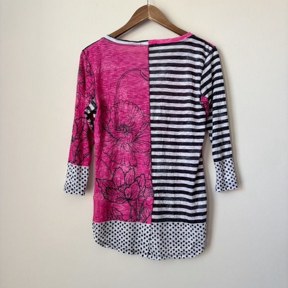 David Cline Crushed T Shirt Small Mixed Print Peony Pink Black - Picture 4 of 9